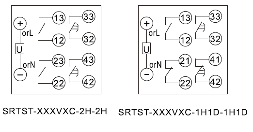 SRTST-220VDC-1H1D-1H1D-B內(nèi)部接線圖